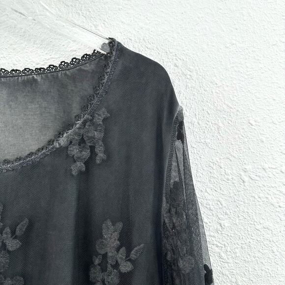 Soft Surroundings Violetta Lace Top Women 3x Gray Long Bell Sleeve Boho - Picture 3 of 8